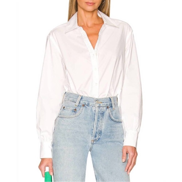 Jonathan Simkhai Skyler Button Down Women’s Size Xs White Open Back Tie Shirt